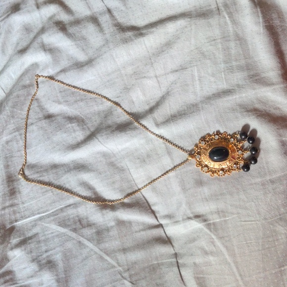 Funky 1970s Celebrity Gems Medallion Pendant Necklace Gothic Vintage Chunky - Picture 8 of 8